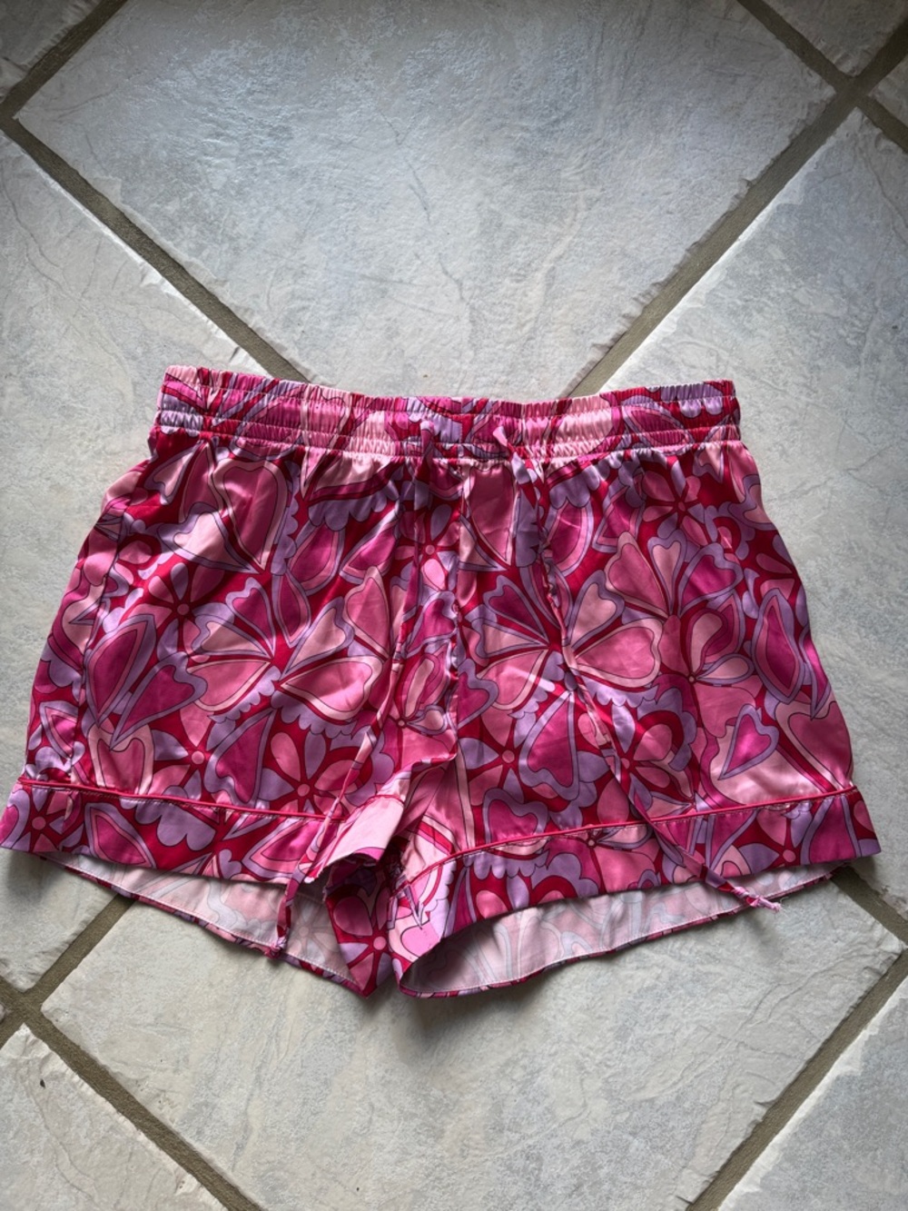 Show Me Your MuMu Pink Floral Print Satin Shorts
